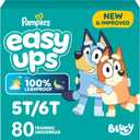 Easy Ups Girls & Boys Potty Training Pants, Size 5T-6T, 80 Count, Bluey Absorbent Training Underwear, Up to 100% Leakproof Day and Night, Hypoallergenic