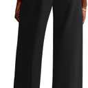NIMIN Women Wide Leg Pants High Waisted Business Casual Work Trousers Dressy Pants with Pockets (Black, M)