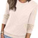 Sampeel Womens Sweaters Crew Neck Long Sleeve Tops Knit Soft Pullover Sweaters Cozy Dressy Casual Shirts Fashion Clothing (Large, Apricot)