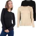 Women's Long Sleeve 2 Pack Black and Beige L