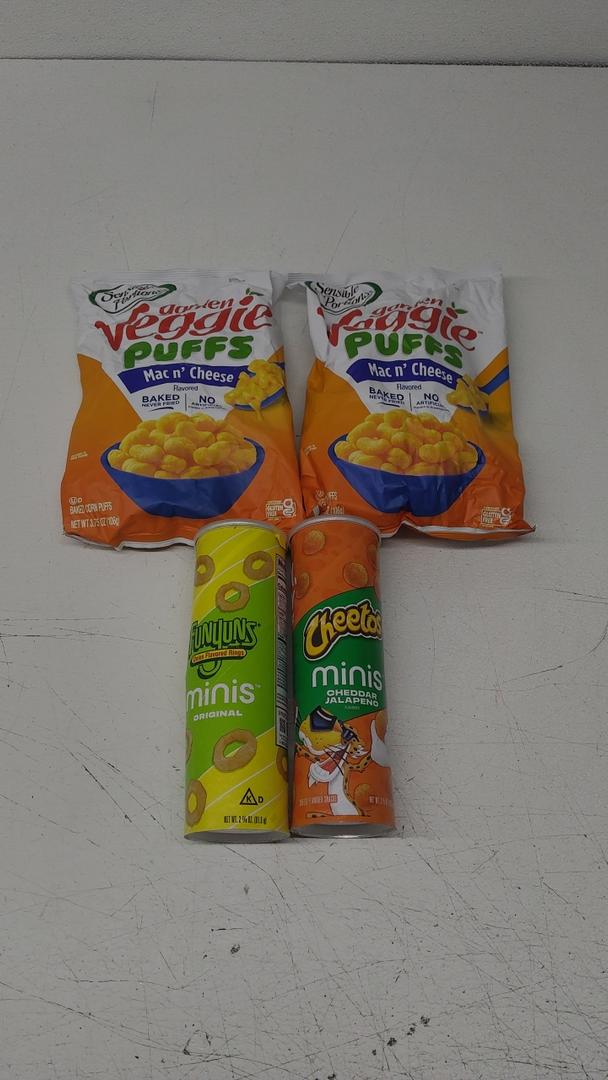 Set of Chips 4 Pack (Cheetos 12/30/25, Funyuns 12/2/25, Garden Veggie Puffs 10/05/25)