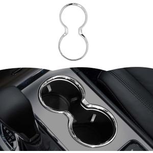 Cup Holder Trim Cover Frame Decorative Interior Accessories for Jeep Grand Cherokee 2011-2021 (Chrome)