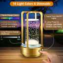 Portable Table Lamp for Outdoor Indoor: Cordless Rechargeable Desk Lamp with 10 Colors - Shower Lamp with Stepless Dimmable - Metal Battery Operated Lantern Light for Bedroom/Bar/Coffee Shop/Camping