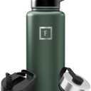 IRON °FLASK Camping & Hiking Hydration Flask with Straw, Wide Mouth Insulated Stainless Steel Sports Water Bottle -  24 oz - Straw (1 Lid)