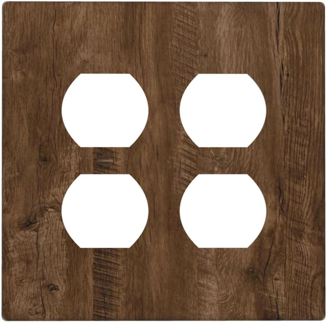 Light Switch Cover Brown Rustic Wood Grain Farmhouse 2 Gang Decorative SwitchPlates Double Duplex Wall Plates Switch Plates and Outlet Covers for Cabin Bedroom Decor