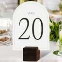 Table Numbers for Wedding Reception  1-20 Rustic Wood Base with Arch Paper Cards  QR Insert Surprise for Couple  Elegant Centerpiece Number Signs for Weddings, Receptions, Events, Banquets