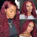Water Wave Human Hair Bundles 14 16 18 Inch #99J Burgundy Bundles Human Hair Wine Red 12A Unprocessed Native Virgin Hair 50G Per Bundle 3 Extensions Wet and Wavy Weave for Women