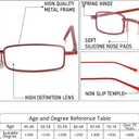 REAVEE 3 Pack Slim Pen Reading Glasses Small Tube Stylish Readers for Women Men Spring Hinged with Portable Clip Case, Black Red Silver 2.75
