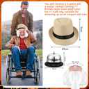 3 Pcs Set of Short White Curly Old Man Bald Head Wig Include Food Bell, Linen Hat, and Bald Wig Suitable for Halloween Cosplay Costume Adults Men Women