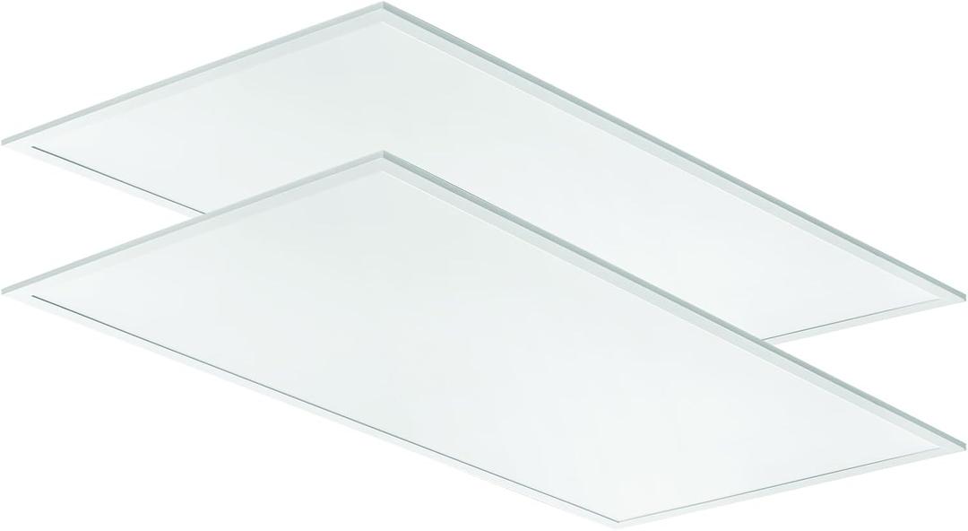 Lithonia Lighting CPX 2x4 LED Flat Panel Light, 2 Ft. x 4 Ft. LED Light Panel, Ceiling Lighting Fixture, 4000/5000/6000 Adjustable Lumens, 3500K/4000K/5000K CCT, Smooth Satin Lens, White (2-Pack)