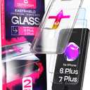 Screen Protector compatible with iPhone 8 Plus / 7 Plus (2Pack), Easy Auto-Align Install Kit, 5.5" Tempered Glass, 9H Hardness, Ultra HD Clear, Case Friendly, EasyShield