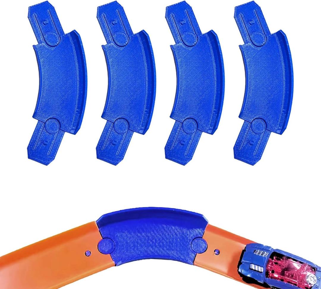 K TOMOTO 45 Degree Banked Turn Compatible with Hot Wheels, Racetrack Connectors Set of 4 for Hotwheels Curved Track Replacement