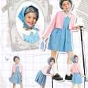 100 Days of School Old Lady Costume Grandma Dress Up Set for Girls Costumes Granny Outfit Kit