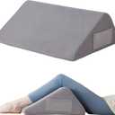 Ruqmuis Knee Pillow for Back Sleeping, 8 Knee Wedge Pillow to Elevate Knee, Leg Pillow for Back Pain Relief, Triangle Pillow, Leg Elevation Pillows for After Surgery, Blood Circulation, Velvet, 23.6*18.9+7.9