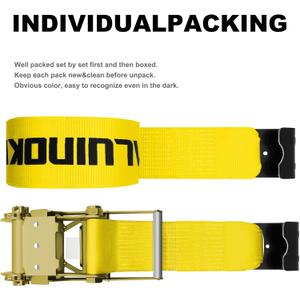 4 inch Ratchet Straps 30ft Heavy Duty with Flat Hook for Flatbed Trailer Winch Strap 4 inch Flatbed Straps Ratcheting Yellow 1 Pack
