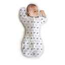 Amazing Baby Transitional Swaddle Sack with Arms Up Half-Length Sleeves and Mitten Cuffs, Small, 0-3 months, 6-14 lbs, Tiny Elephants, Sterling (Arms Up Swaddle, Transition Swaddle Sleep Sack), S