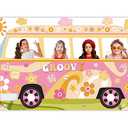 Hippie Bus Photo Prop Groovy Birthday Party Decorations Large Fabric Groovy Van Prop Hippie Selfie Frame Backdrop Background Banner Birthday Supplies Retro Daisy 60s 70s Party Favors 65.8 x 35.4 Inch