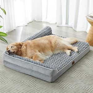 BFPETHOME Orthopedic Dog Bed for Extra Large Dogs-Big Waterproof Sofa Dog Bed with Removable Washable Cover, Large Pet Bed with Waterproof Lining and Nonskid Bottom,Pet Bed for Large Dogs, Grey