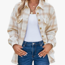 Womens Shacket Jacket Oversized Plaid Flannel Button Down Shirt Jackets Long Sleeve Coats Size Large