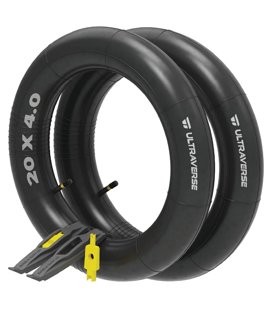 Ultraverse 20x4.0  Inner Tube Set with Schrader Valve-Ideal for Mountain Bikes & E-Bikes with 20/26-Inch Fat Tires-Durable & Reliable Performance 2 Pack with Tire Levers