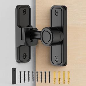 Sliding Barn Door Lock Hardware, 90 Degree Locks for Barn Doors, Flip Gate Latches for Garden, Bathroom, Outdoor, Garage, Window (Black)