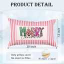 Pink Merry Christmas Tree 12x20 Pillow Cover, Preppy Christmas Decor, Glitter Coquette Bow Xmas Tree Decorative Lumbar Pillow Covers for Girls Dorm Bedroom Apartment Home