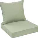 Outdoor Deep Seat Cushion Set 24 x 24 Inch, Waterproof Patio Furniture Cushions with Removable Cover, Outdoor Chair Cushions for Couch, Sofa and Patio Chairs, Light Green