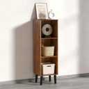 3 Wooden Cube Storage Organizer with Legs,Three Tier Cube Bookcase Freestanding Storage Organizer Open Shelf Short Bookshelf for Bedroom, Living Room, Home Office (3 Cube,Retro Brown)