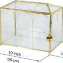 Glass Card Box with Slot, 10.2 inch Large Gold Clear Card Box for Wedding Receptions, Decorative Storage Box with Lock for Baby Shower, Birthday Party, Bridal Shower