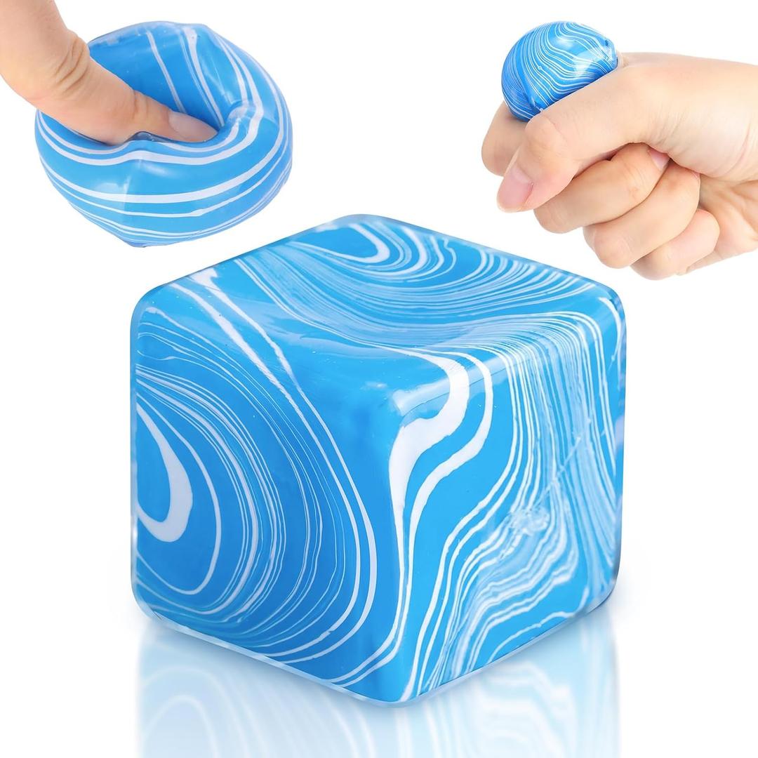 5 x 1 Pcs Stress Cube Bulk Ice Cube Stress Ball Anxiety Relief Soft Squeeze Sensory Ball for Party Favors Prizes Goodie Bag Stuffers (Ocean Blue)
