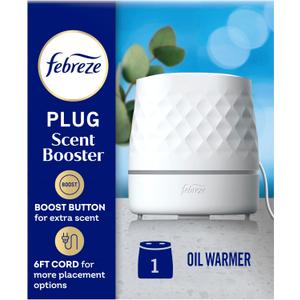 Febreze Plug Scent Booster in White, Continuous Scent Device Oil Diffuser, Compatible with Febreze Air Freshener Plug in Refills, Giftable for Holidays