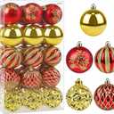 Christmas Ornaments Balls - 30 Pcs 2.4 Inch Shatterproof Plastic Christmas Balls Sets, Red & Gold Small Christmas Tree Balls Hanging Ornaments for Holiday Wreath Party Christma Tree Decor