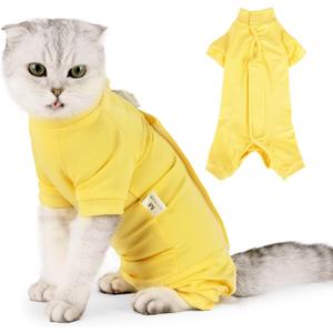 LIANZIMAU Cat Surgical Recovery Suit Professional for Male Female Dog Abdominal Wounds Cone E-Collar Alternative Anti-Licking Pet Surgical Recovery Pajama Suit Soft Fabric Onesie for Cats (L(Pack of 1))