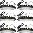 hunhun 6 Pack ETL 155W UFO LED High Bay Light, 22500lm, Daylight 5000K, US Plug,110-277V, IP65 Waterproof Commercial LED Shop Lights for Workshop Factory Barn Warehouse, Garage ETL Listed