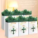 Feifeiya 12 Pcs Baptism Christening Religious Gift Bags with Cross Design, Tissue Paper for Baby Baptisms, First Communion, Christian Bible Verse 11 x8.2 x6 Gift Bag for Wedding Clergy Day(White)