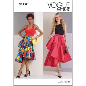 Vogue Misses' Asymmetric Ruffled Skirts Sewing Pattern Packet, Design Code V1957, Sizes 8-10-12-14-16