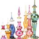 NileCart Set of 12 Egyptian Perfume Bottles Wholesale Mix Collection hand Blown Decorative Bottles 2-5 in with handmade golden Egyptian decoration for Perfumes & Essential Oils.