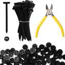 100pcs Nylon Universal Cable Tie Buckles, Nylon Multipurpose Self-Locking Zip Clips Tie Strap Holders with Pliers Suitable for Cars Motorcycles Daily Repair