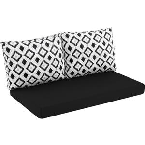 idee-home Outdoor Loveseat Cushions for Patio Furniture, Waterproof Couch Hampton Bay Deep Seat Cushion Replacement Set 46" x 26", Patio Love Seat Sofa Cushions for Garden Chair, Navy Blue Pattern