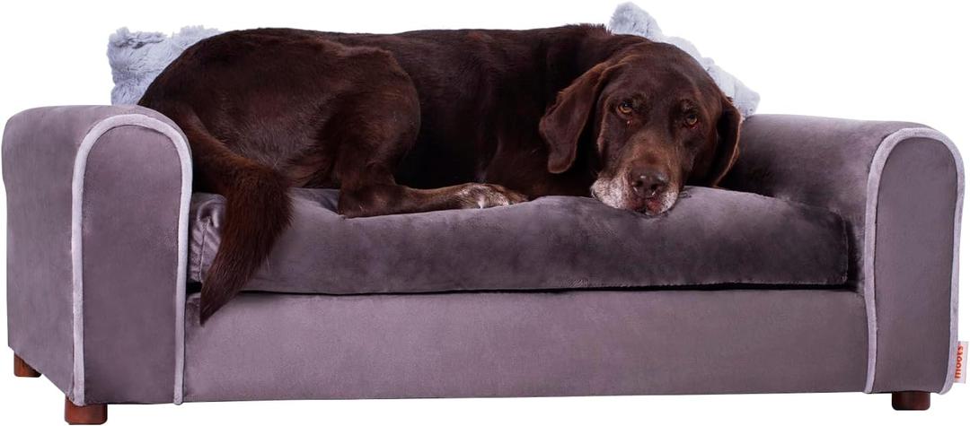Moots Furry Pet Lounge, Pet Bed with 2 Pillows, Deluxe Sofa for Dogs, Easy to Coordinate, Stylish and Cleanable Dog Sofa, Couch - Charcoal, Large Moots Furry Pet Lounge, Pet Bed with 2 Pillows, Deluxe Sofa for Dogs, Easy to Coordinate, Stylish and Cleanable Dog Sofa, Couch - Charcoal, Large