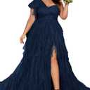 Women's Plus Size Wedding Guest Long Dress One Shoulder Summer Maxi Elegant Evening Party Cocktail Gown for Bridesmaid Prom (XX-Large, #1 Navy Blue)