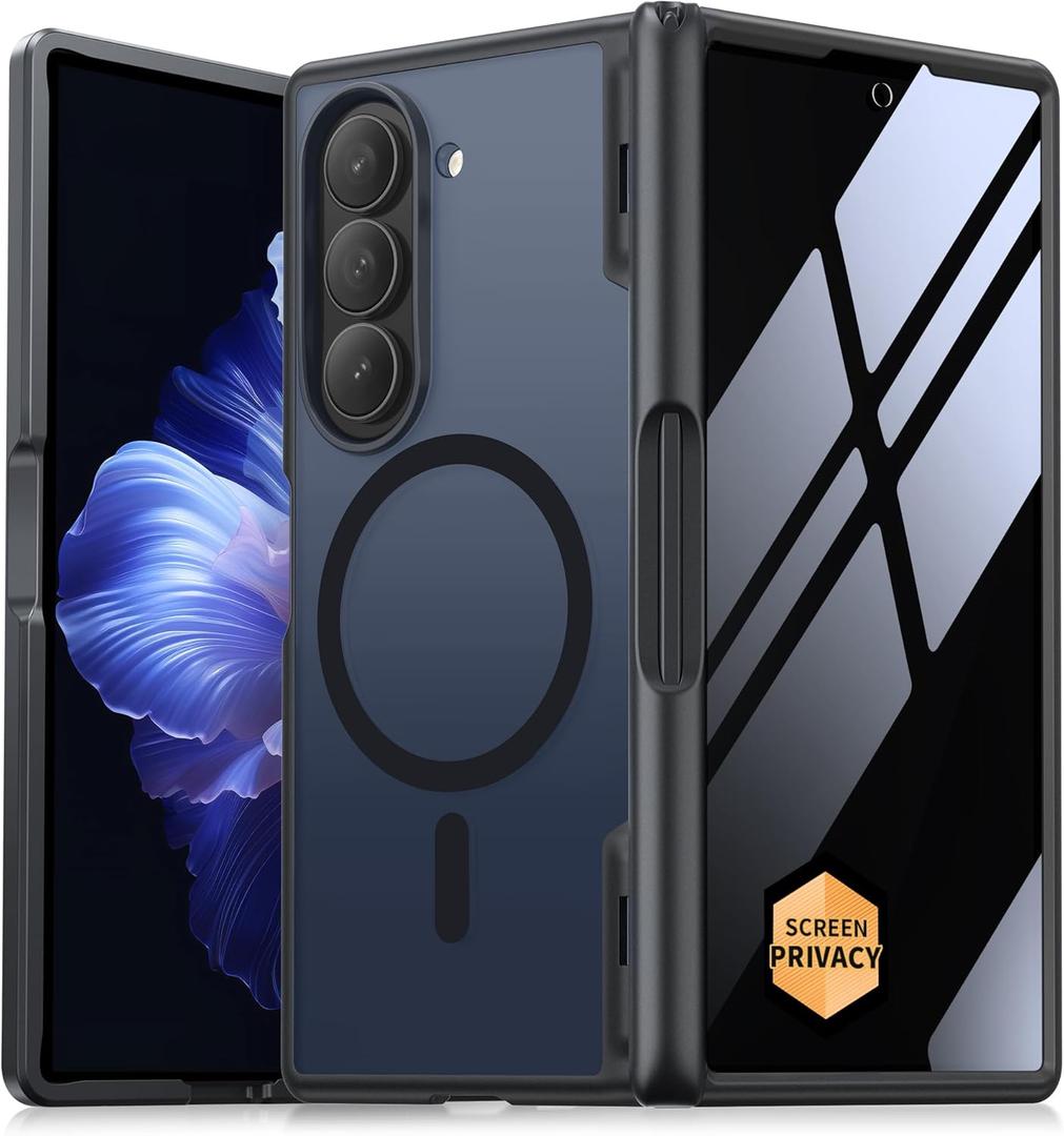 MOBOSI Magnetic for Z Fold 5 Case with Privacy Screen Protector, Compatible with Magsafe, Full-Body Slim Coverage Hinge Protection, Shockproof Phone Cover for Samsung Galaxy Z Fold5, Jet Black