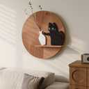 3D Textured Round Cat Wall Art, Modern Minimalist Wall Decor, 24x24 Inch