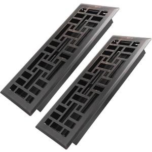 Howeall 4x12 Inches 2 Pack Heavy Duty Walkable Floor Register Easy Adjust Air Supply Lever Floor Vents - Seattle Design - Vent Cover for Home Floor - Oil Rubbed Bronze