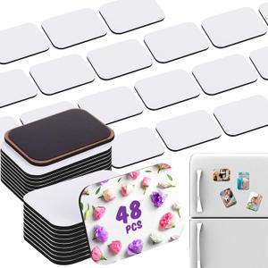 Xuhal 96 Pack Thick Sublimation Magnet Blanks Bulk Sublimation Blank Refrigerator Magnets with 48 Pcs Larger Square Blanks, 48 Pcs Fridge Magnets for Kitchen Microwave Oven Office DIY Decor 2.8 x 2 in
