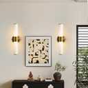 KSRYSZCQ Gold Wall Sconces Set of 2 Modern Indoor Dimmable Hardwired Wall Light with Acrylic Lampshade 18W Led Wall Lights for Bathroom Living Room Bedroom Hallway