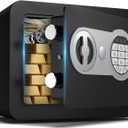 Small Safes for Home Small Safe Box Mini Safe with Coin Slot Personal Safes for Money Cash Documents Kids Safety Box with Digital Keyboard & Sensor Light Caja Fuerte Para Dinero 0.23 Cubic (black)