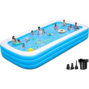 Large Inflatable Pool for Adults, 165'' x 76'' x 22'' Big Inflatable Swimming Pool for Family, Oversized 0.6MM Thickened Blow Up Pool for Backyard, Garden and Outdoor Fun