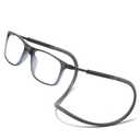 Magnetic Reading Glasses with Front Connect Blue Light Blocking, Comfortable Neck Hanging Readers for Men and Women (GRAY, +2)