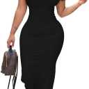 HTD Women Summer Sexy Bodycon Maxi Dress Casual Slim Long Dresses, Black, Small